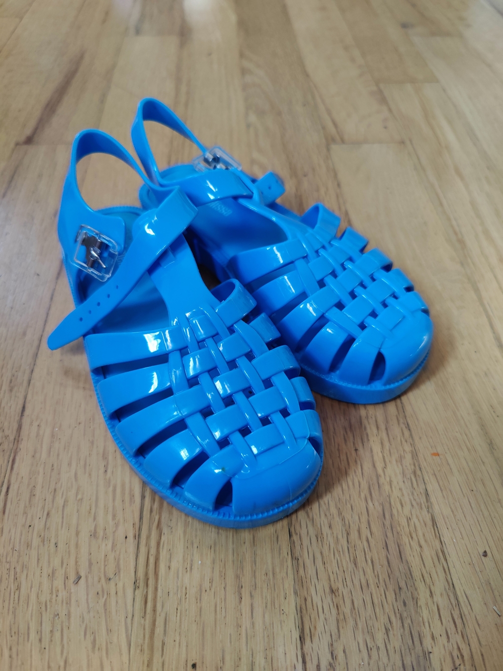 Mini Melissa Bright Blue Jelly Fisherman Sandals Size 12 Toddler